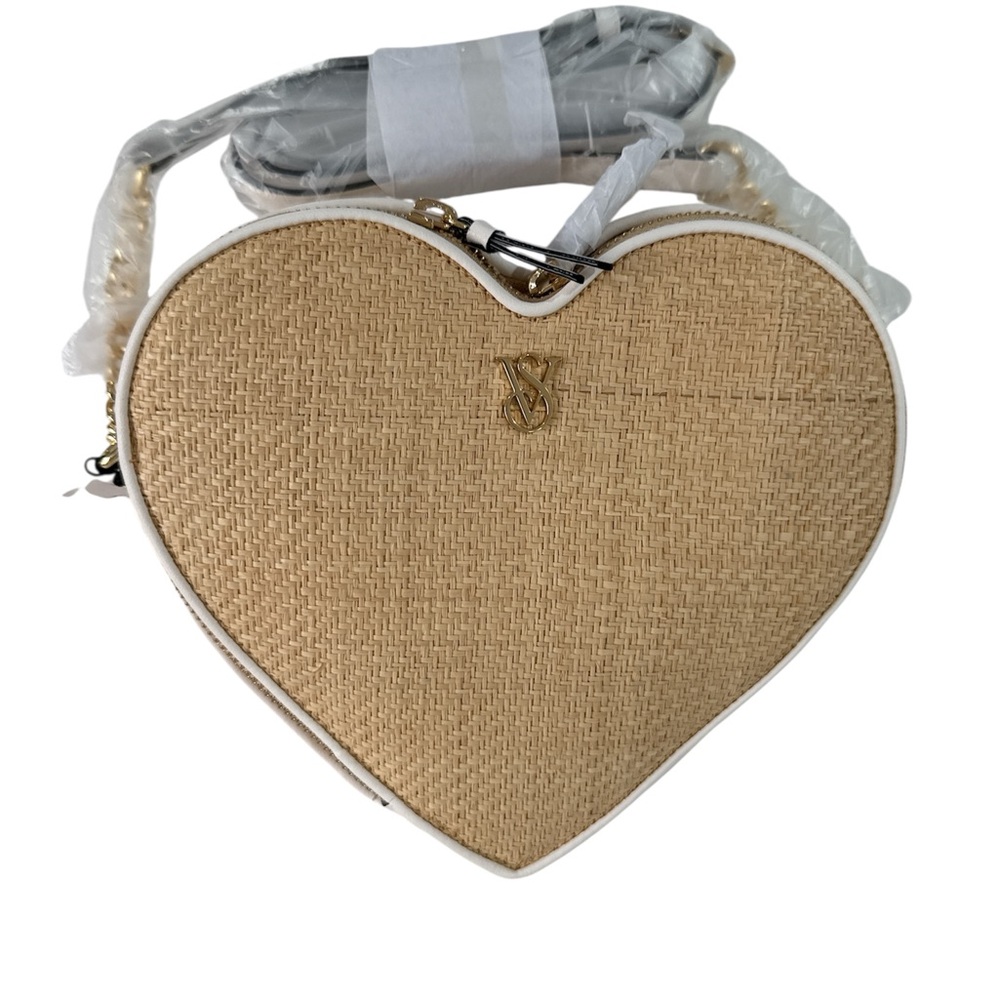 Victoria's Secret Heart-Shaped Beige Crossbody Bag